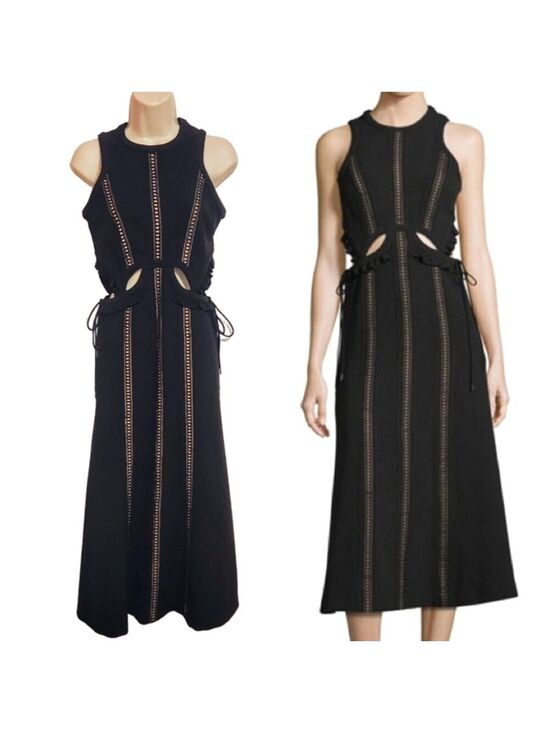 Self-Portrait Dresses & Skirts - Self Portrait Black Nude Lace Ruffle Midi Fit And Flare Dress Size 4